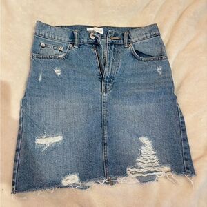 Zara Denim Distressed Mini Skirt - Blue